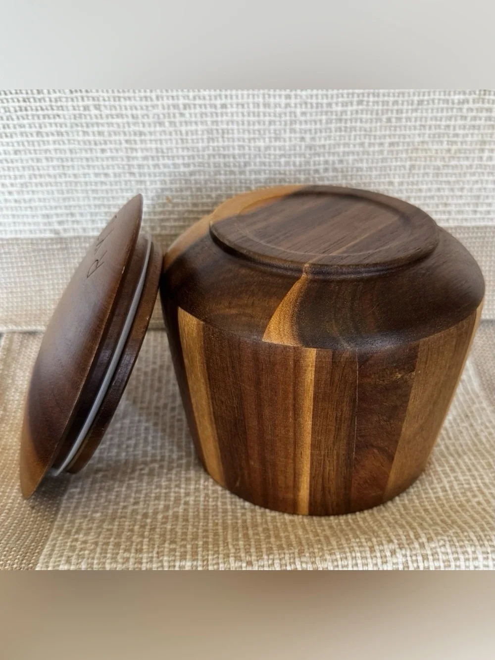Wooden Coffee Storage Jar Container With Lid 5” Acacia Airtight Canister Wood
